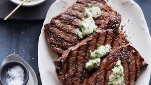 Grilled Steak Topped with Casco Bay Creamery Garlic & Herb Butter